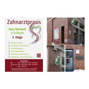Jana Vorwerk Zahnarztpraxis – logo, Geschäftsausstattung, Schilder